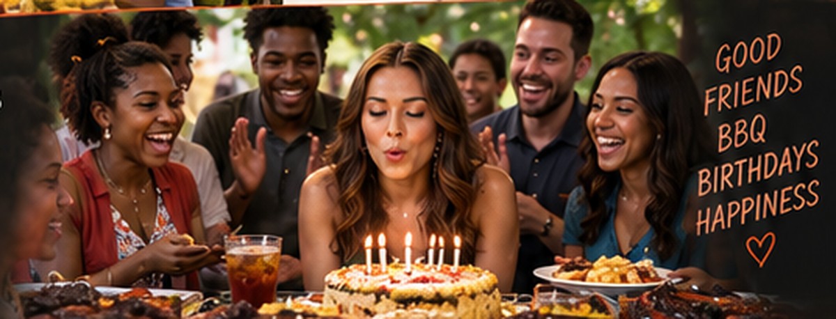 Birthday celebration with barbecue and friends