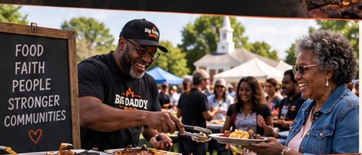 Outdoor church and community barbecue event